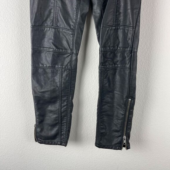 Free People Kaelin Moto Skinny Pant Womens 2 Black Faux Leather High Rise NWT - Picture 3 of 12